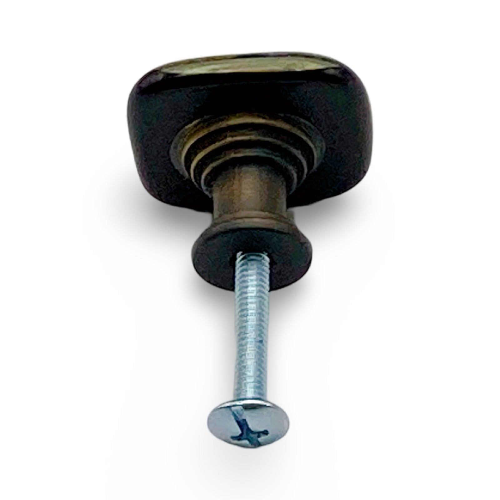 Multi-Colored Dichroic Glass Furniture Knob with Oiled Rubbed Bronze Hardware