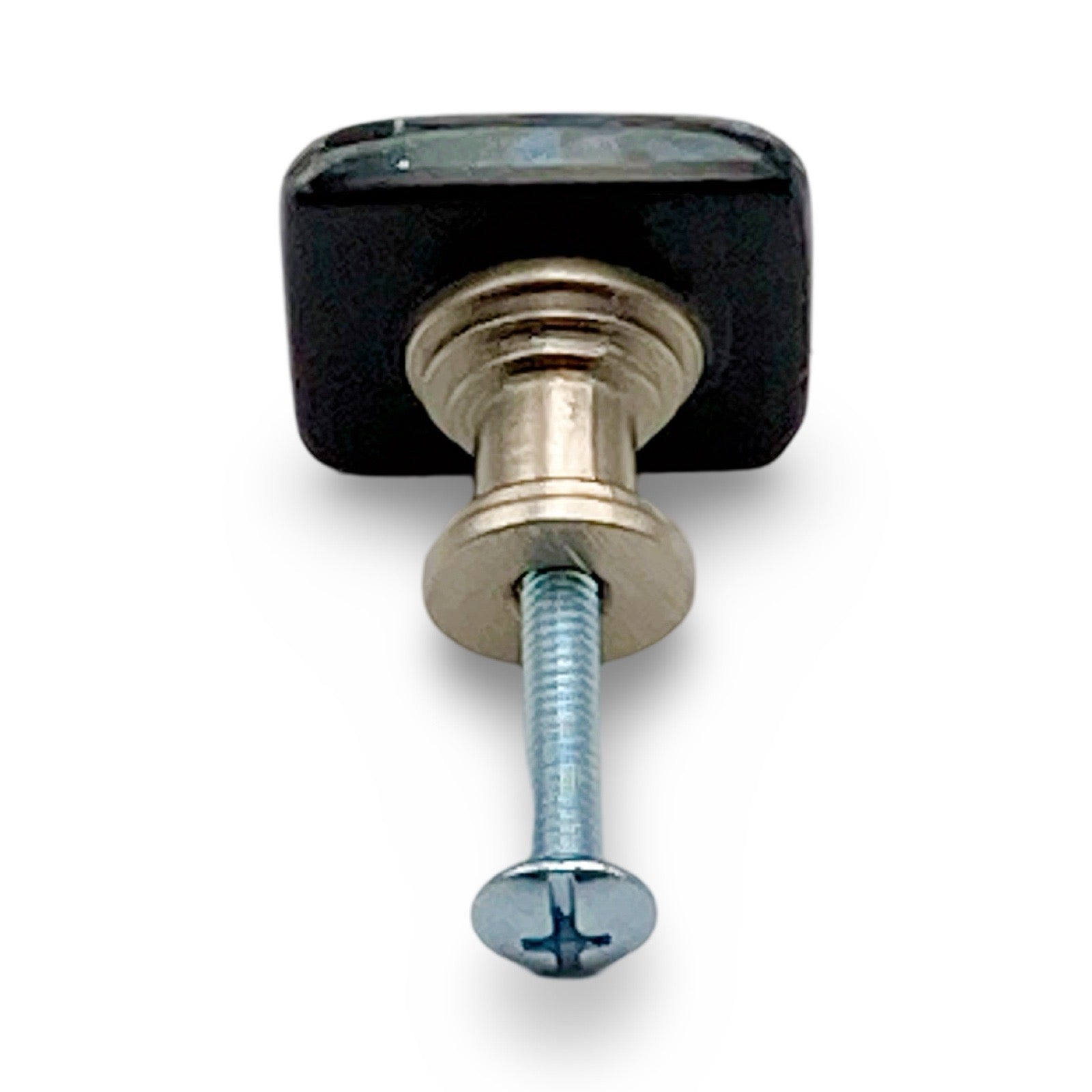 Colorful Fused Dichroic Glass Knob with Brushed Silver Hardware