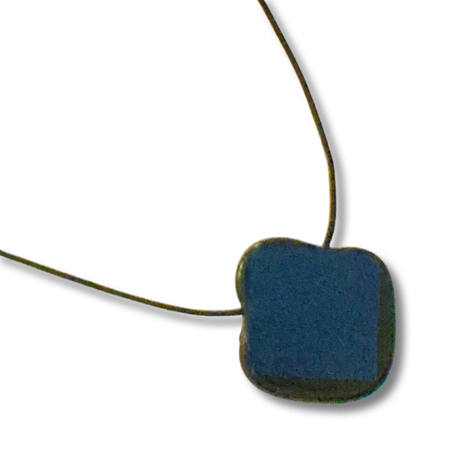 Handmade Orange and Black Fused Glass Pendant