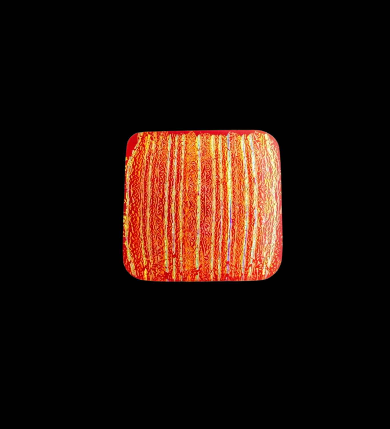 Handmade fused dichroic glass furniture knob, by 3D Glass designs.