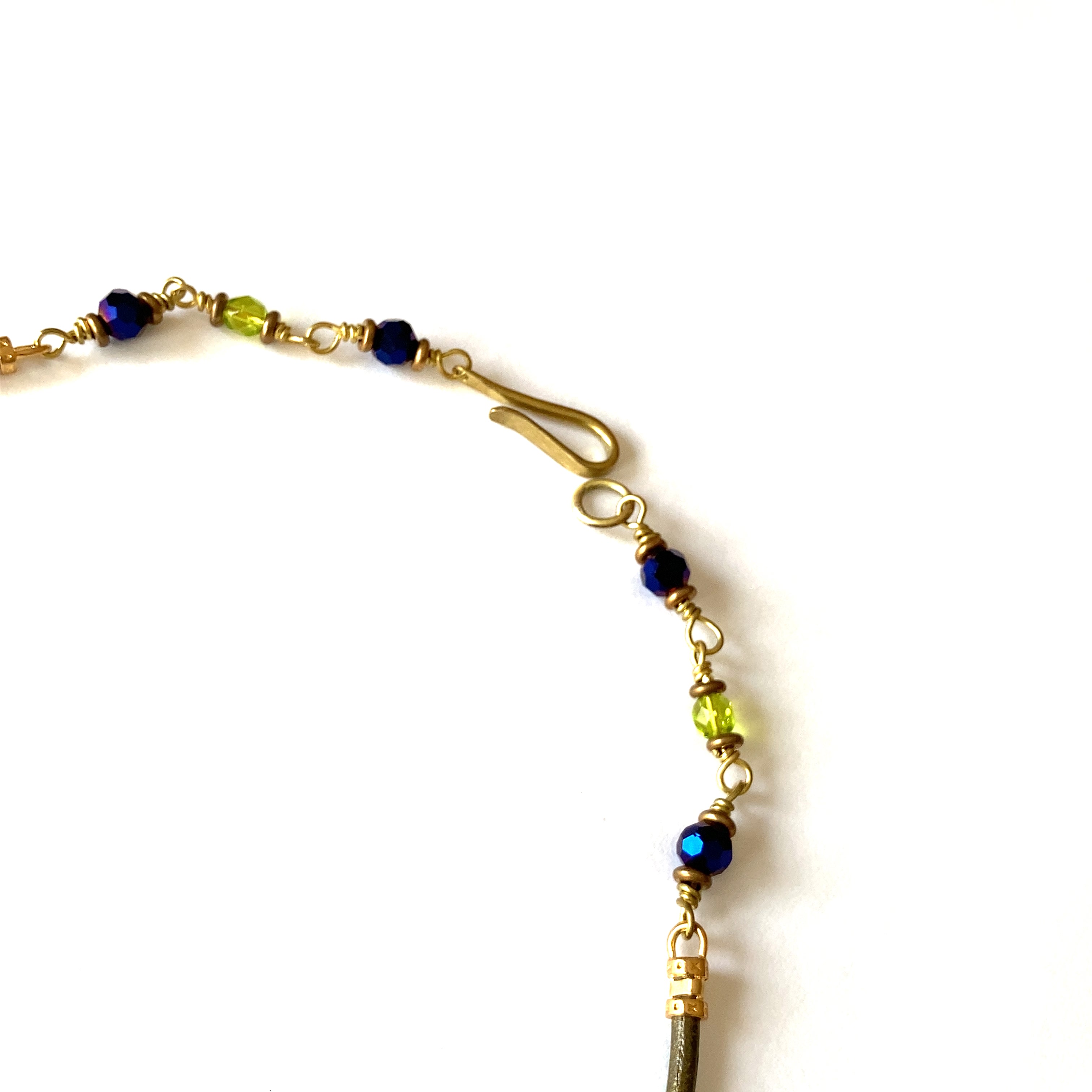 Section of handcrafted beaded chain and clasp, by 3D Glass Designs.
