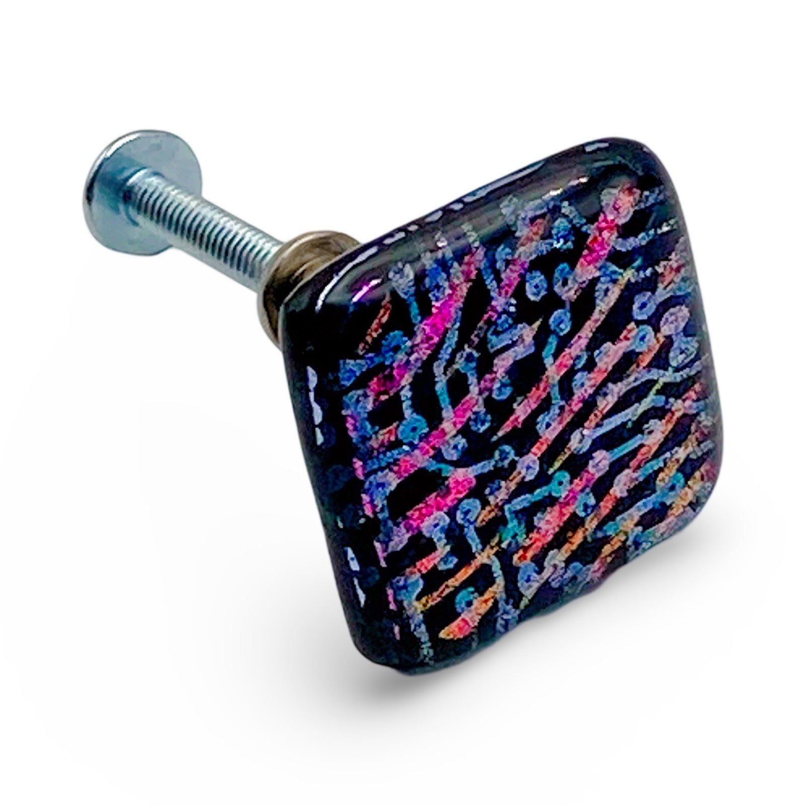 Handcrafted fused glass furniture knob, by 3D Glass Designs.