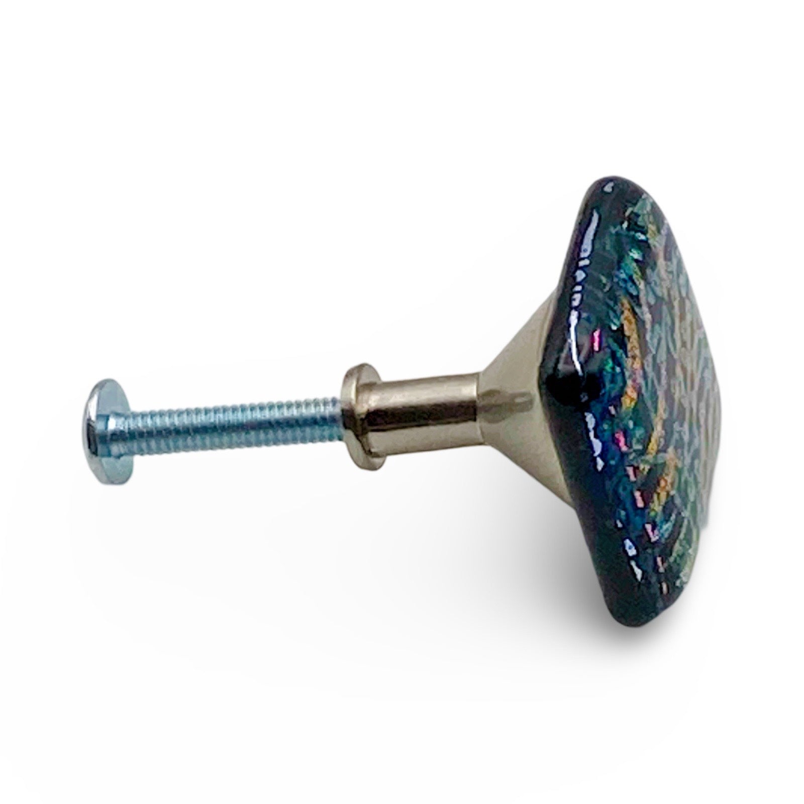 Handcrafted fused glass furniture knob, by 3D Glass Designs.