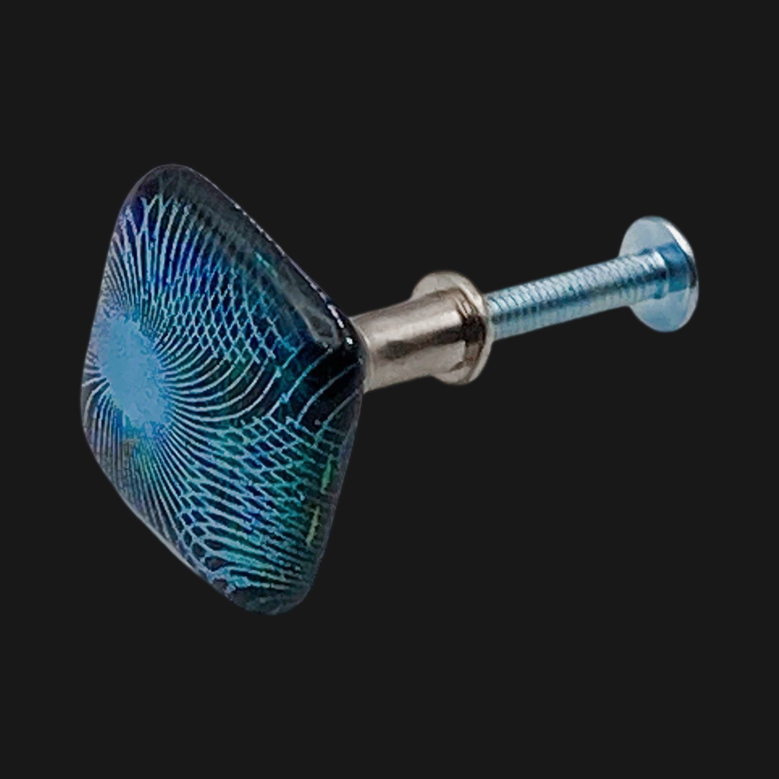 Handmade fused glass furniture knob, by 3D Glass Designs.