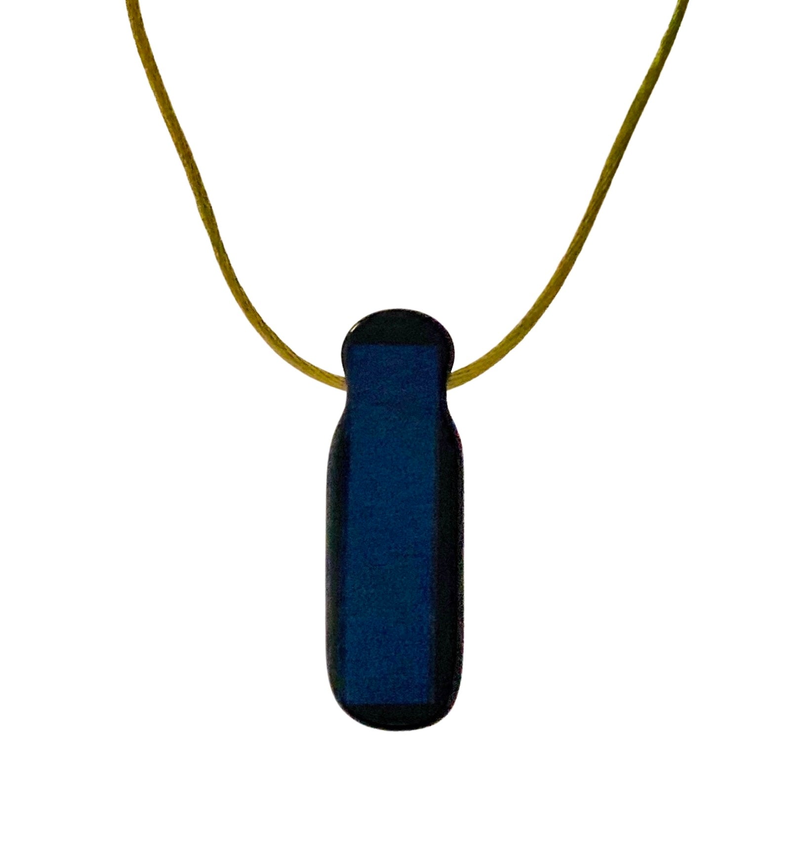 Long Blue Unisex Fused Glass Pendant