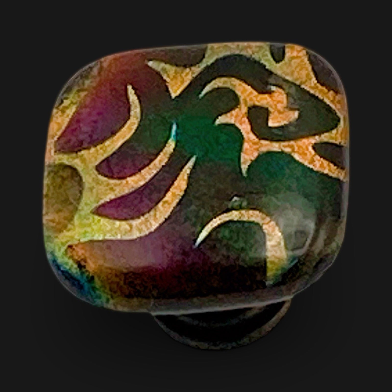 Handmade dichroic glass knob, by 3D Glass Design.