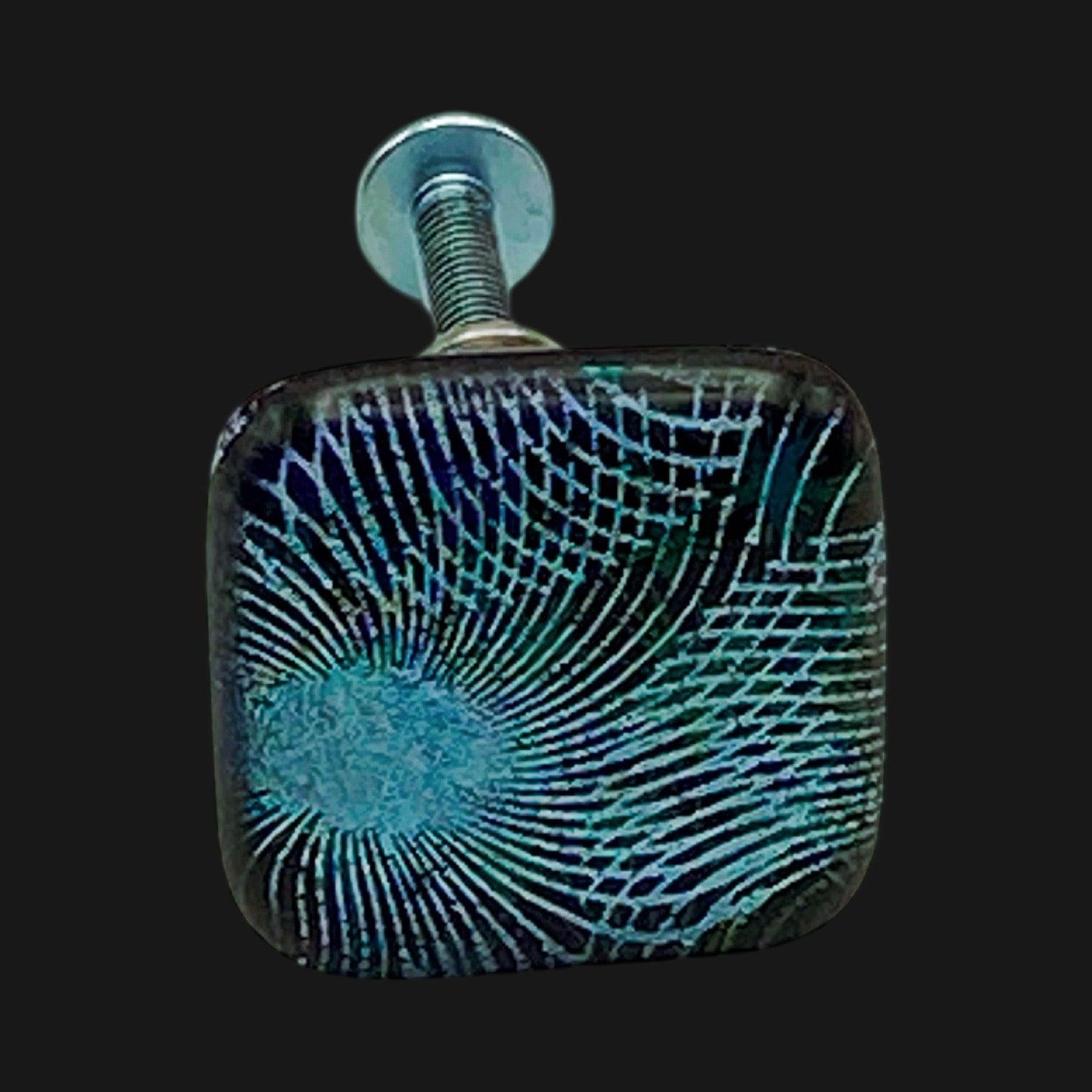Handmade fused glass furniture knob, by 3D Glass Designs.